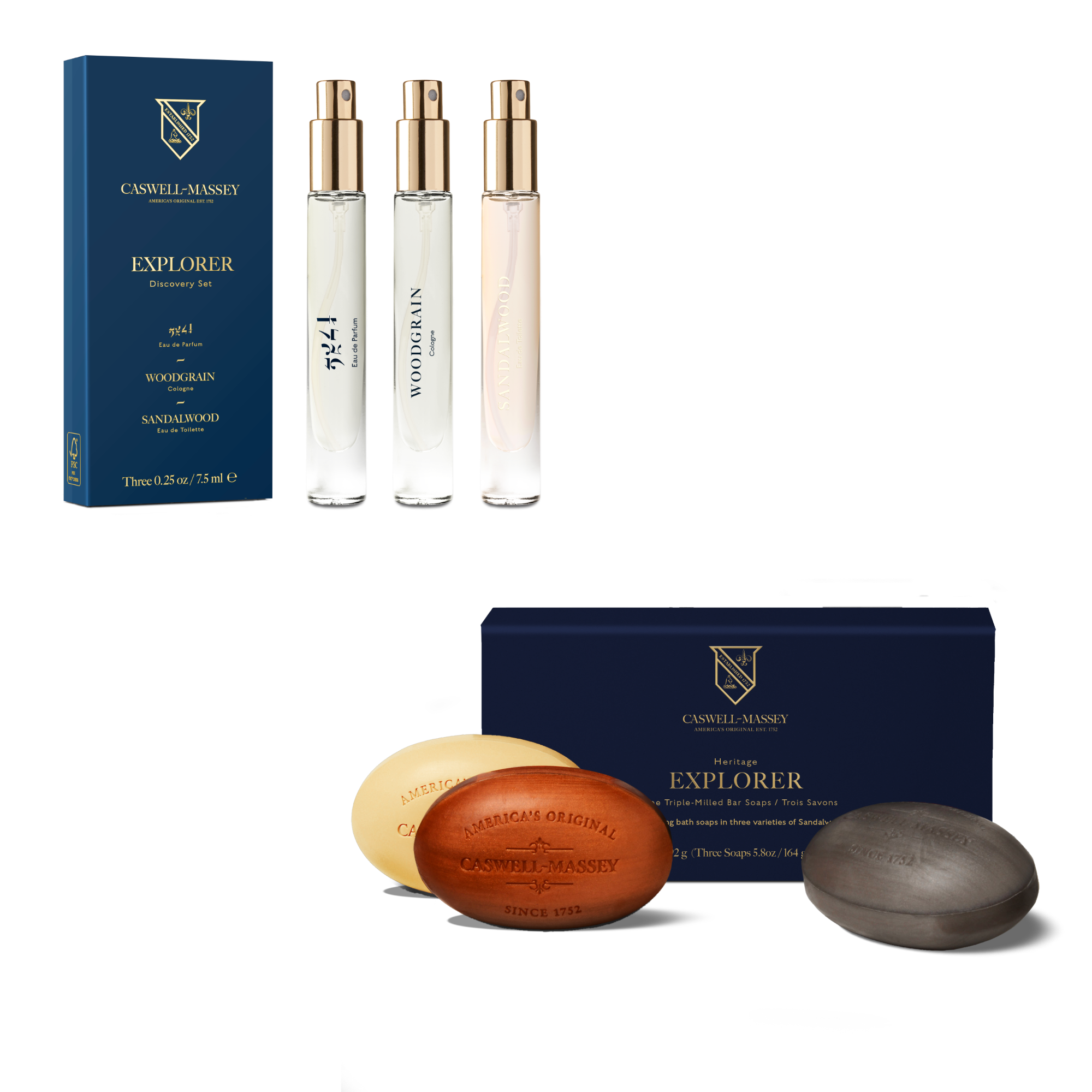 Dapper Duo of Trios: Discovery Fragrance Set + Three-Soap Set